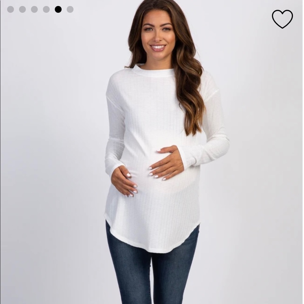 PinkBlush Ivory long sleeve ribbed maternity top